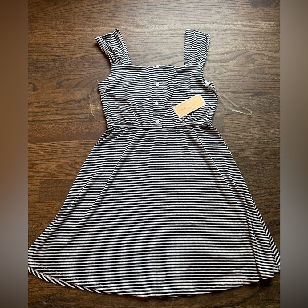 Copper Key Black and White Striped Mini Dress